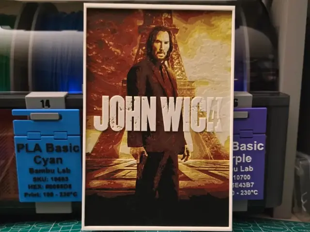 HueForge model: John Wick Chapter 4 Movie Poster - Hueforge Art by Lumpy3D
