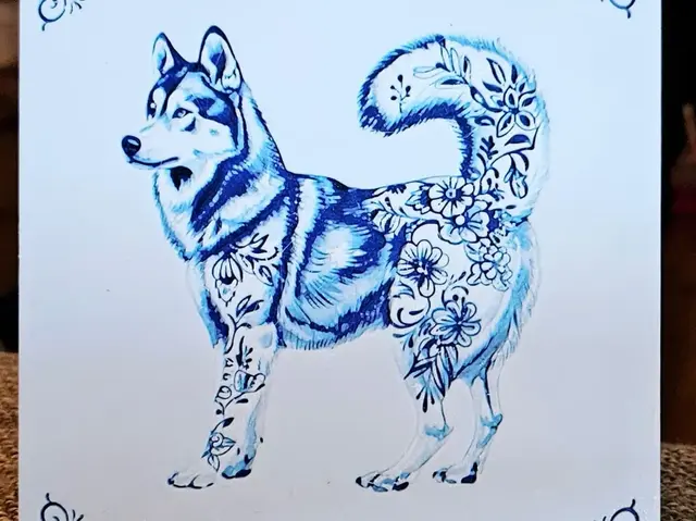 HueForge model: Dutch tile Huskey by Mano's 3d_Art
