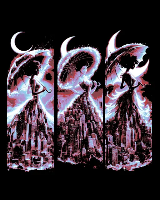 HueForge model: The city is what the women make of it - city dresses - Set of Bookmarks by BooneCo3d