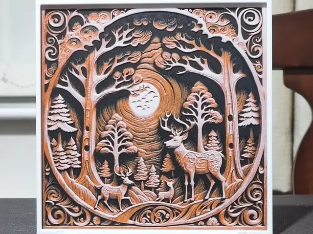 HueForge model: Wood Carving In The Forest - HueForge 3 Color by BoDad
