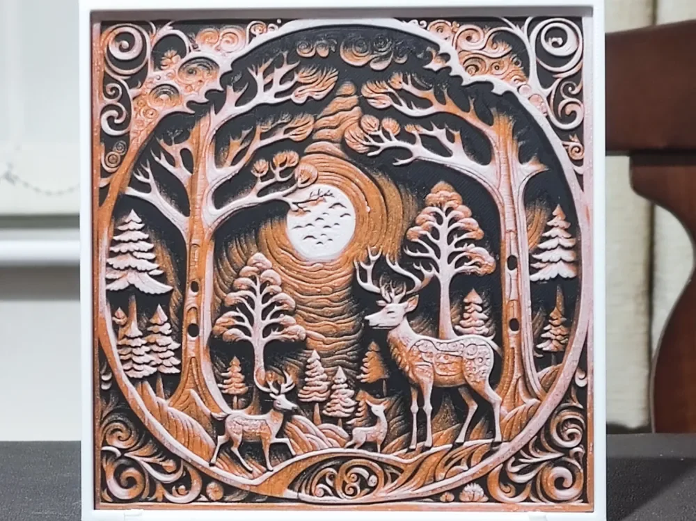 Wood Carving In The Forest - HueForge 3 Color by BoDad HueForge model: Wood Carving In The Forest - HueForge 3 Color by BoDad