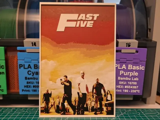 HueForge model: Fast Five Movie Poster - Hueforge Art by Lumpy3D
