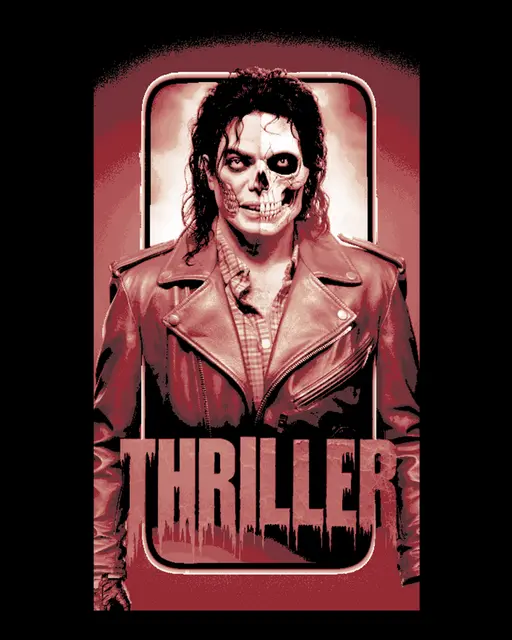 Fan Art depiction of a Thriller Poster with Michael Jackson as a zombie - Hueforge art