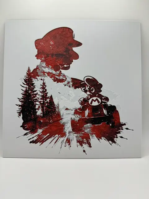 HueForge model: Mario Silhouette - Mario Kart Hueforge by Canadian Gamer