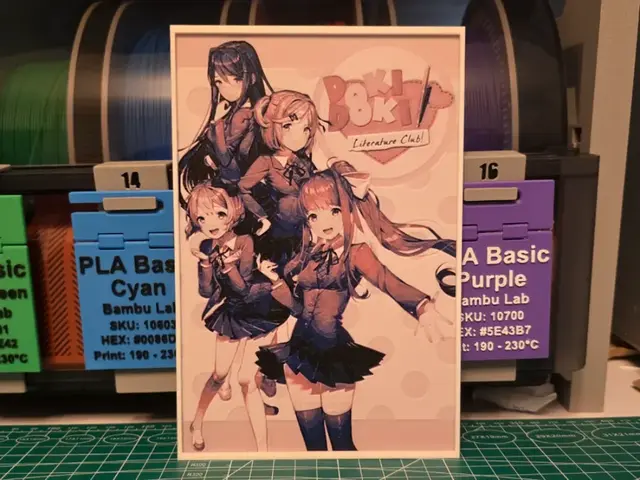 HueForge model: Doki Doki Literature Club Poster - Hueforge Art by Lumpy3D