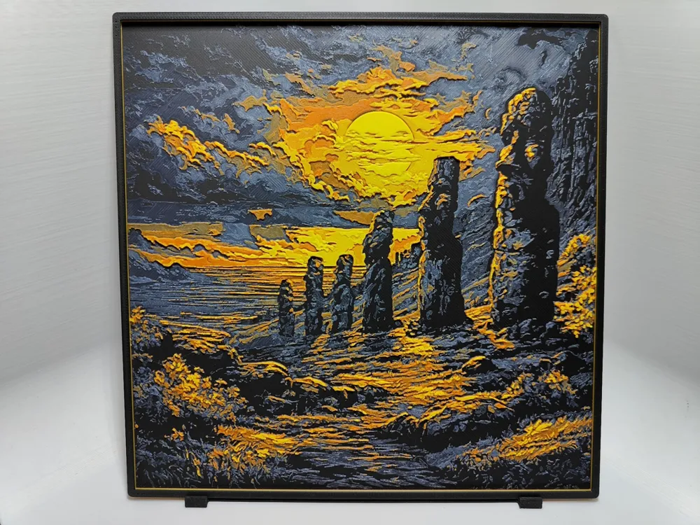 Easter Island Sunset - Hueforge by BeaN HueForge model: Easter Island Sunset - Hueforge by BeaN