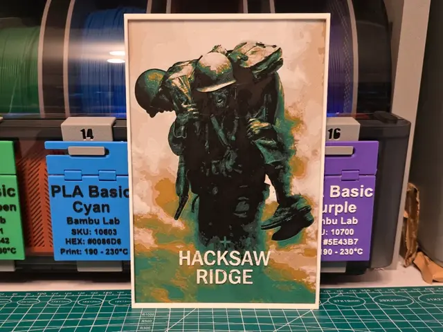 HueForge model: Hacksaw Ridge Movie Poster - Hueforge Art by Lumpy3D