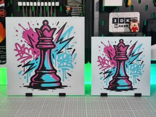 Chess Art Graffiti Queen - Hueforge - 4 Colors