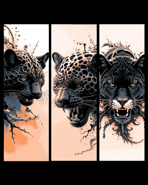 HueForge model: Artistic renders of a Black Panther - Set of Hueforge Bookmarks by BooneCo3d