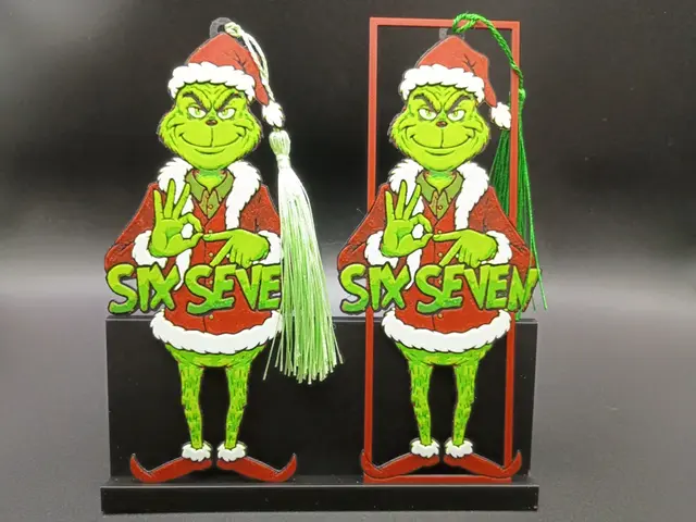 HueForge model: 67 Grinch Bookmark Framed or Ornament by 3djd