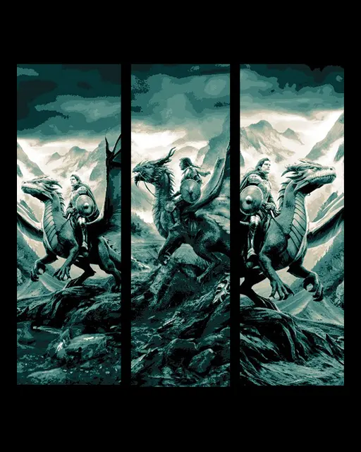 HueForge model: High Fantasy Art -  The Green Dragon and Rider Set of 3 Bookmarks by BooneCo3d