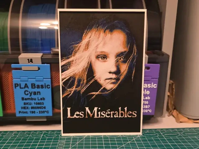 HueForge model: Les Misérables Movie Poster - Hueforge Art by Lumpy3D