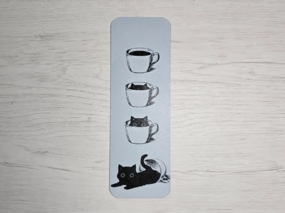 Coffe Cat Bookmark by Atrus Design HueForge model: Coffe Cat Bookmark by Atrus Design