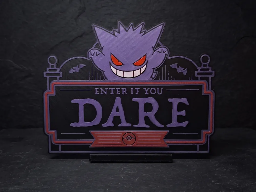 Gengar Door Sign - 4 Colours by LED HueForge model: Gengar Door Sign - 4 Colours by LED
