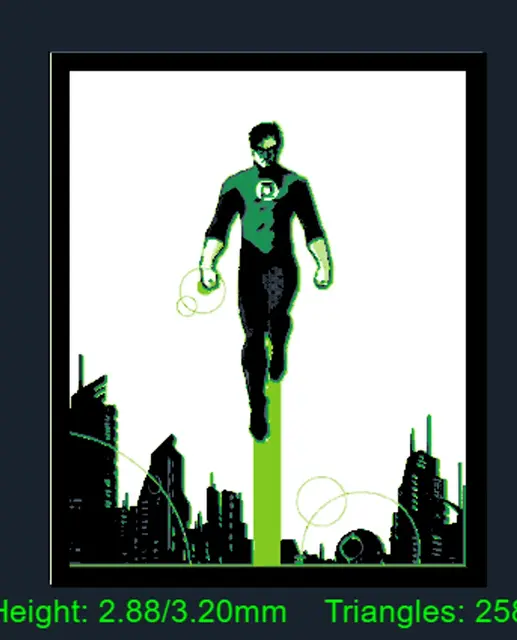 HueForge model: Green Lantern Hal Jordan Mini by Strata Prints
