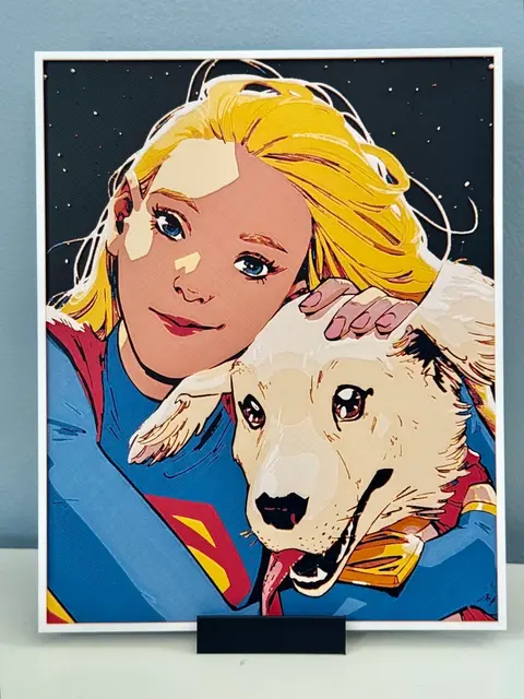 HueForge model: Supergirl and Krypto by Strata Prints