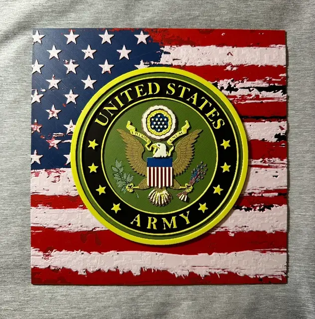 HueForge model: US Flag & Army Logo Hueforge by Hey Ben