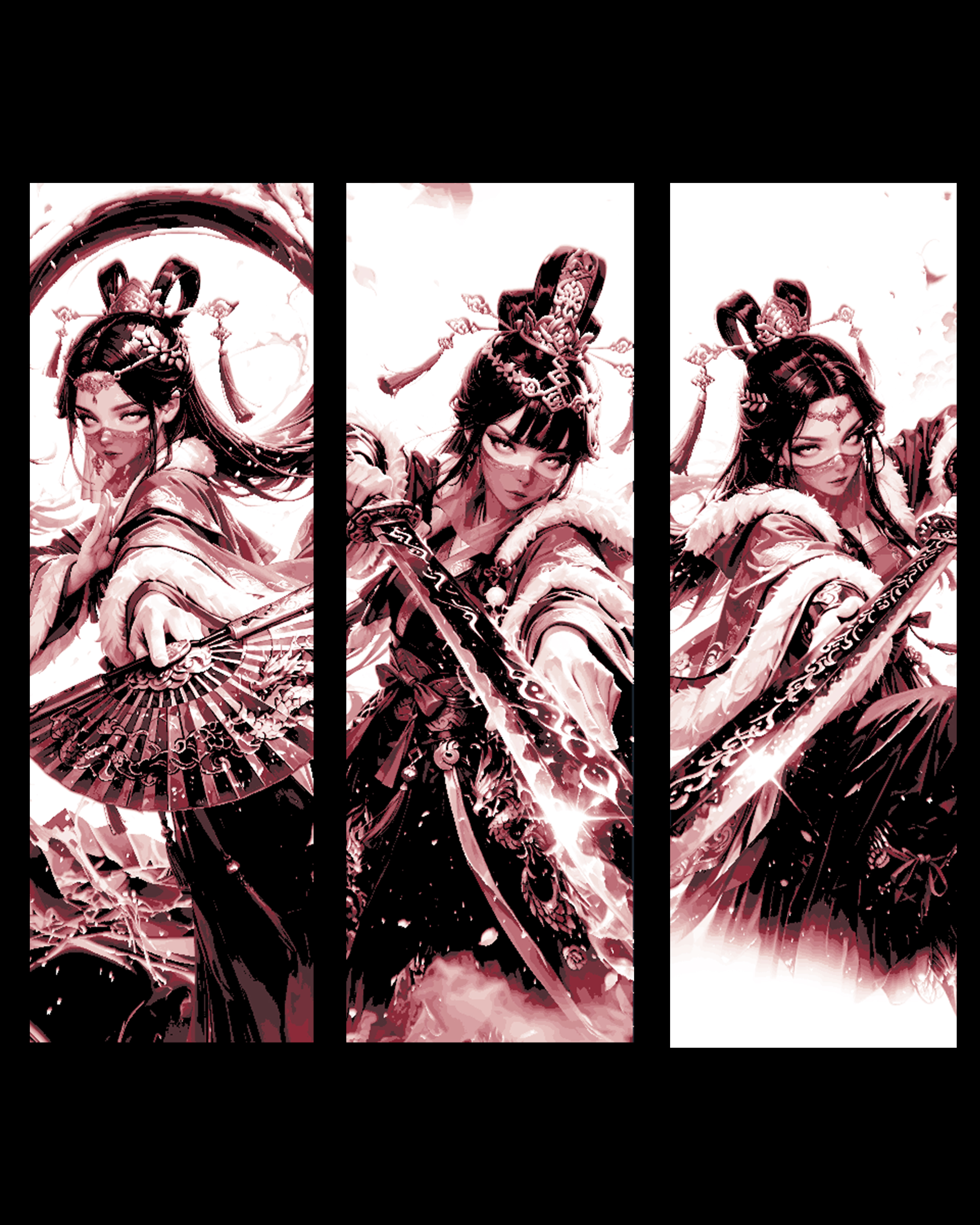 The grace and precision of the 3 lady assassins - Set of bookmarks by BooneCo3d HueForge model: The grace and precision of the 3 lady assassins - Set of bookmarks by BooneCo3d