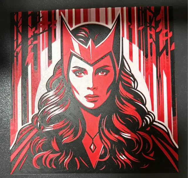 HueForge model: Wanda Maximoff Scarlet Witch Hueforge 200x200 by Strata Prints