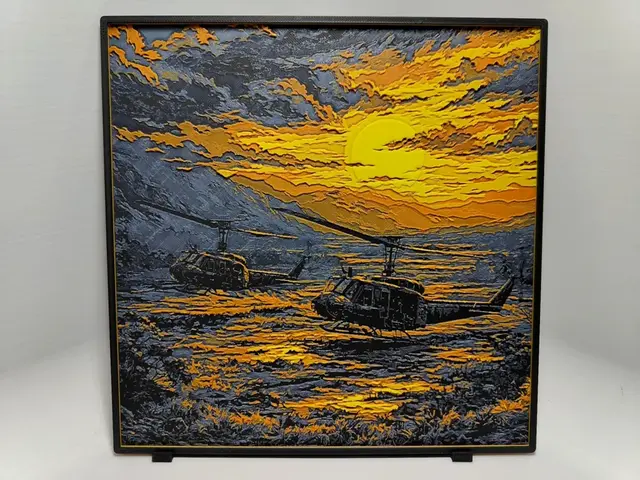 HueForge model: UH-1 Huey Sunset - Hueforge by BeaN