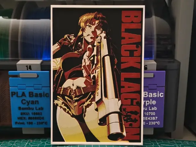 HueForge model: Black Lagoon Anime Poster - Hueforge Art by Lumpy3D