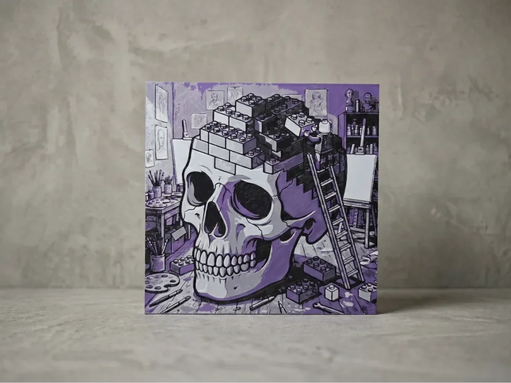 Brick Skull - Hueforge Art by LED HueForge model: Brick Skull - Hueforge Art by LED