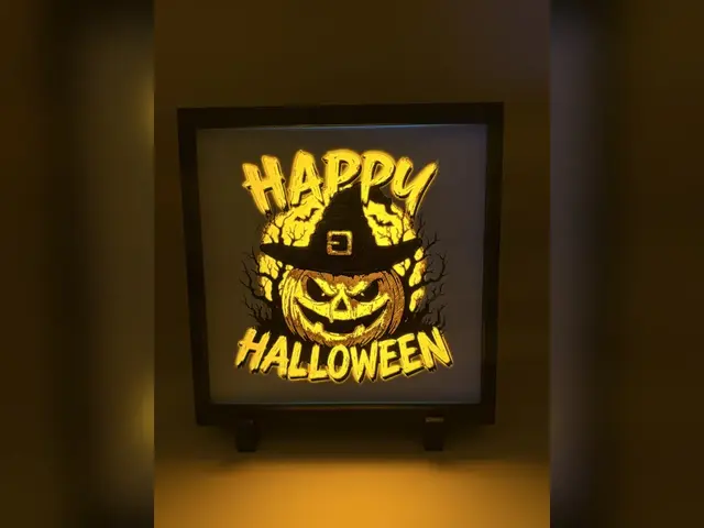 HueForge model: Happy Halloween Witch Pumpkin HueForge Print by iPrintStuffau