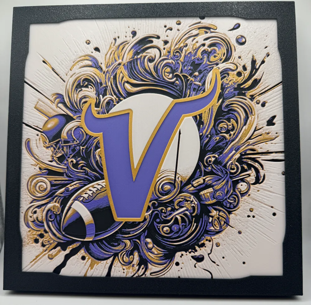Minnesota Vikings - NFL Hueforge by Canadian Gamer HueForge model: Minnesota Vikings - NFL Hueforge by Canadian Gamer