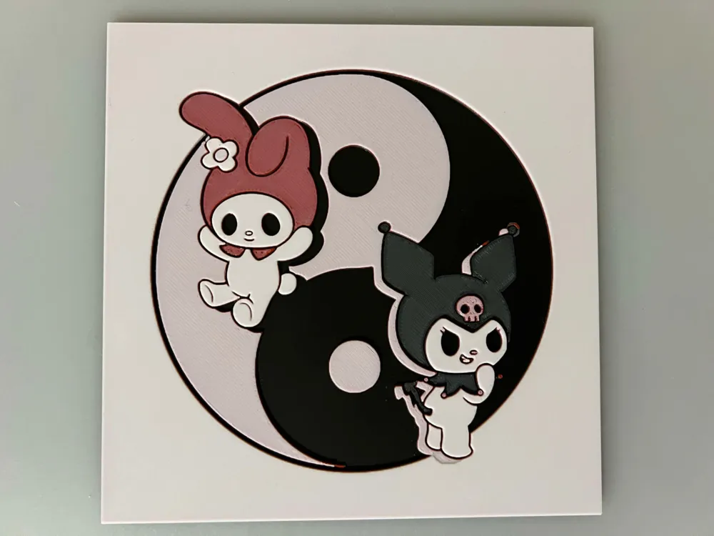 Sanrio Yin-Yang of My Melody and Kuromi by 3djd HueForge model: Sanrio Yin-Yang of My Melody and Kuromi by 3djd