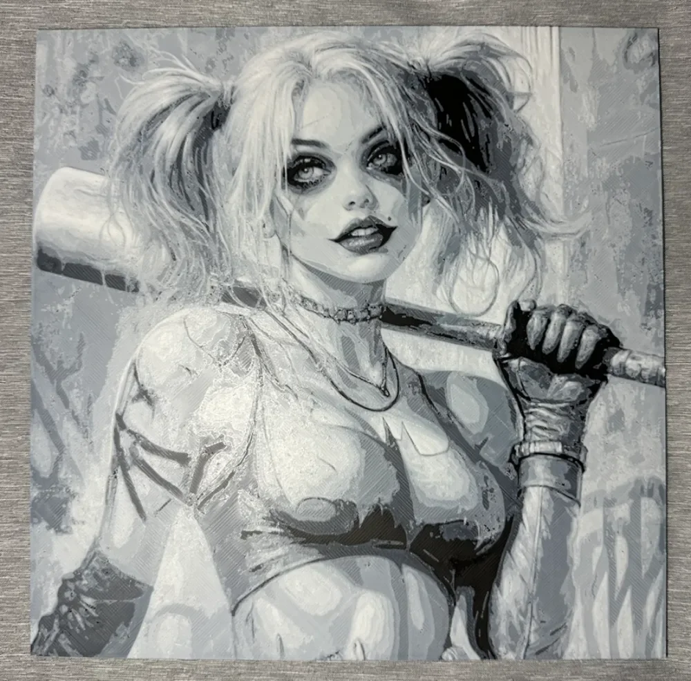 Harley Quinn B&W Hueforge by Hey Ben HueForge model: Harley Quinn B&W Hueforge by Hey Ben