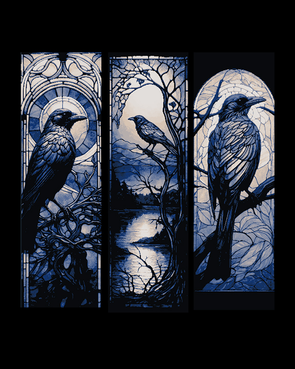 Stained Glass Depictions of the Lone Crow - Set of Bookmarks by BooneCo3d HueForge model: Stained Glass Depictions of the Lone Crow - Set of Bookmarks by BooneCo3d