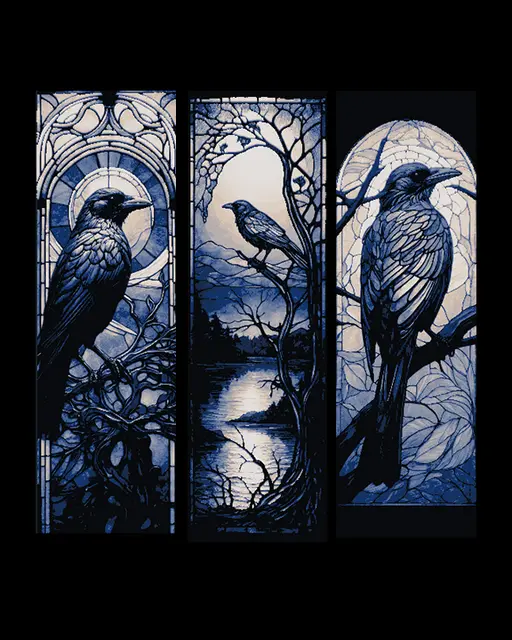HueForge model: Stained Glass Depictions of the Lone Crow - Set of Bookmarks by BooneCo3d