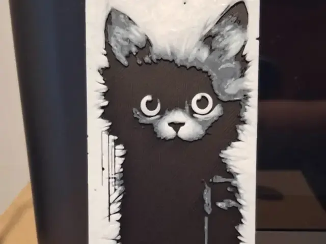 HueForge model: Cat bookmark - just 2 colours by 3dGlow