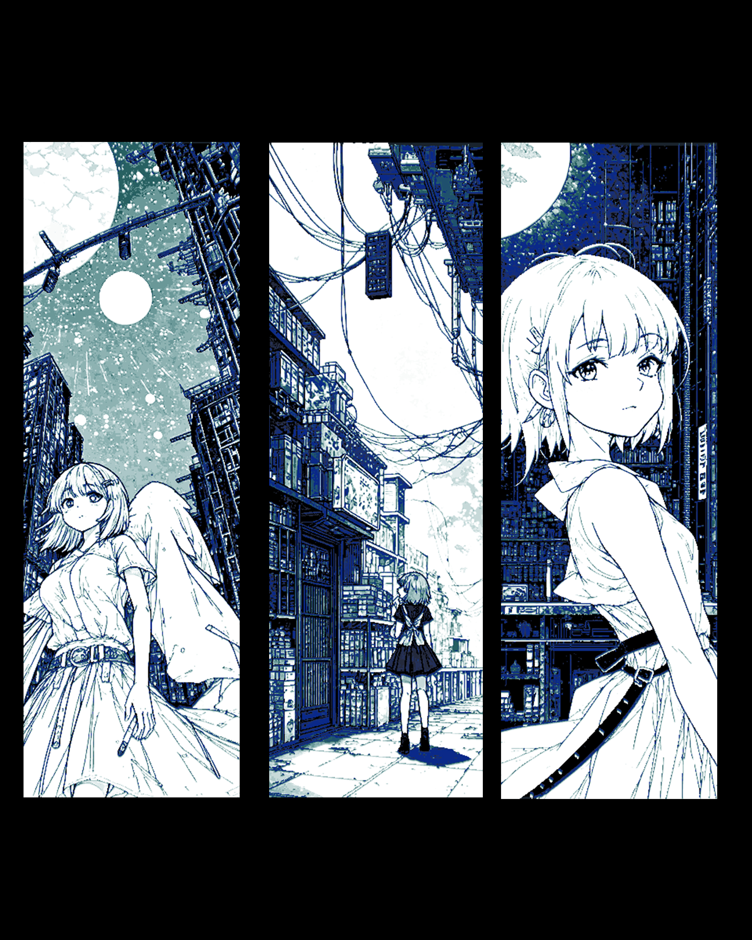 The wonder of the city for the anime girl - Set of bookmarks by BooneCo3d HueForge model: The wonder of the city for the anime girl - Set of bookmarks by BooneCo3d