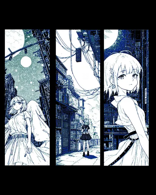 HueForge model: The wonder of the city for the anime girl - Set of bookmarks by BooneCo3d