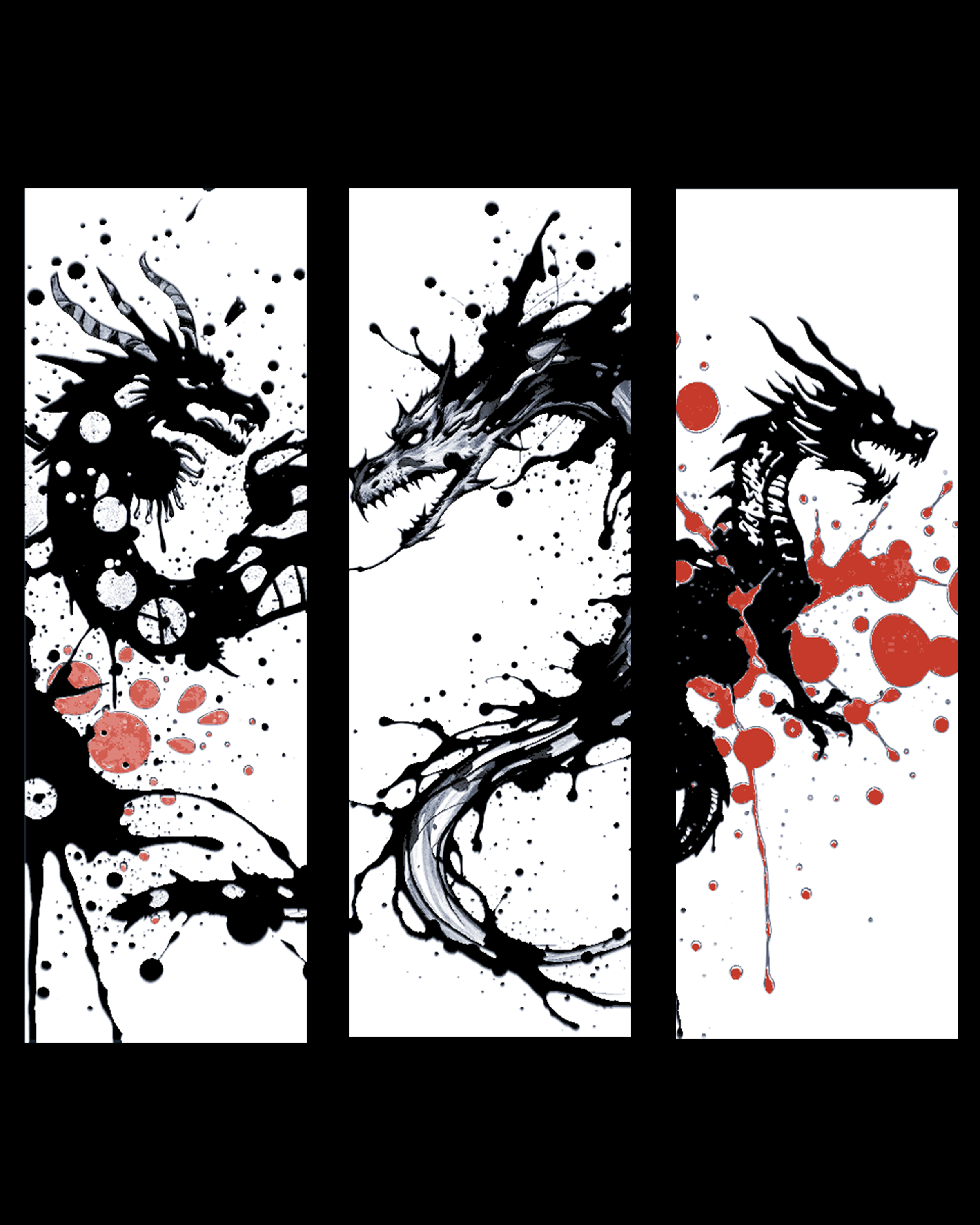 the splattering of ink creates the design of dragons - Set of Bookmarks by BooneCo3d HueForge model: the splattering of ink creates the design of dragons - Set of Bookmarks by BooneCo3d