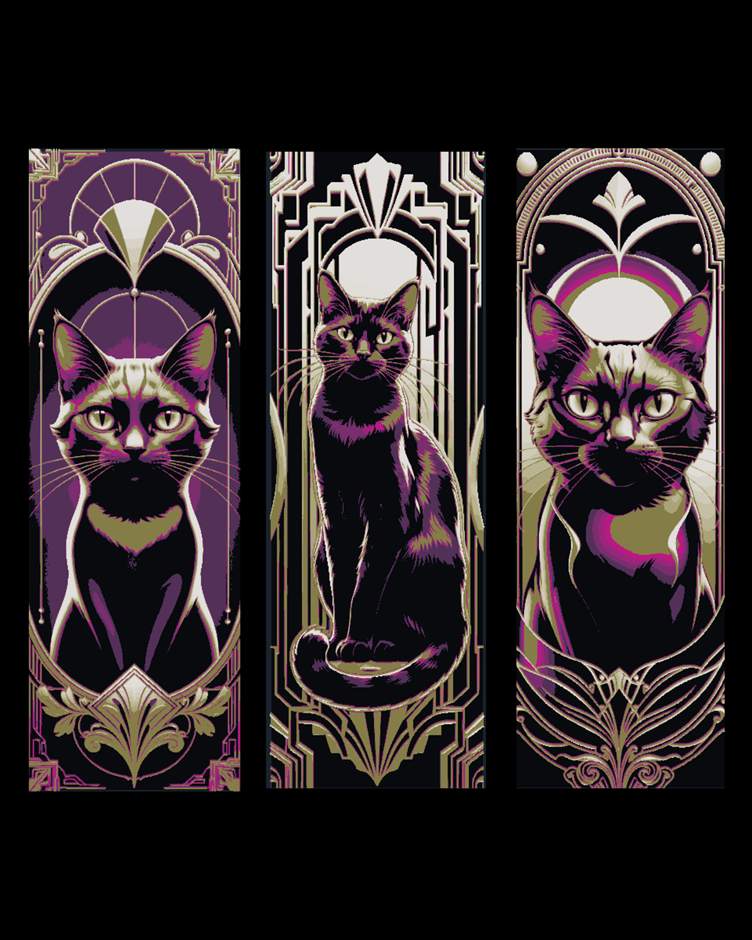 Art Deco Tributes to the Diva Cat - Set of Bookmarks by BooneCo3d HueForge model: Art Deco Tributes to the Diva Cat - Set of Bookmarks by BooneCo3d
