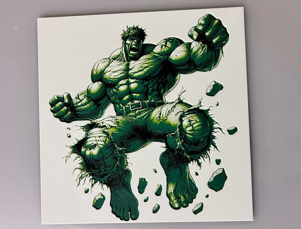 The Hulk, Hulk Smash by 3djd HueForge model: The Hulk, Hulk Smash by 3djd