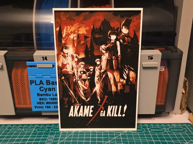 HueForge model: Akame ga Kill! Anime Poster - Hueforge Art by Lumpy3D