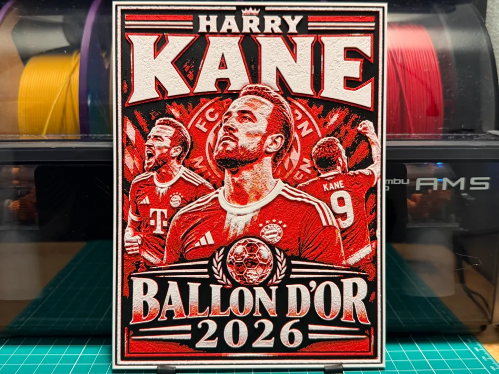 Harry Kane 2026 Ballon d'Or Poster by liv_3d HueForge model: Harry Kane 2026 Ballon d'Or Poster by liv_3d