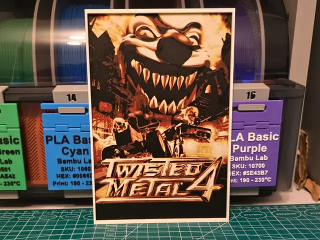 HueForge model: Twisted Metal 4 Game Poster - Hueforge Art by Lumpy3D