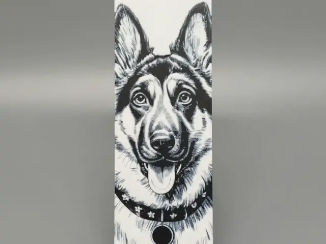 HueForge model: "Bookmark" Black&White Sketch of a German Shepherd by BLUSH Designs