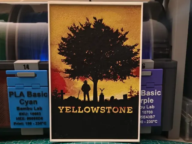 HueForge model: Yellowstone Poster - Hueforge Art by Lumpy3D
