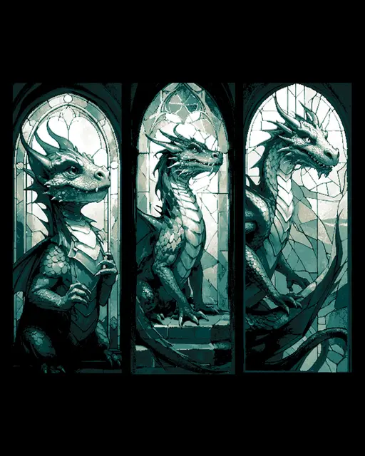 HueForge model: Stained Glass Windows and Wonderful Dragons - Set of 3 Bokmarks by BooneCo3d