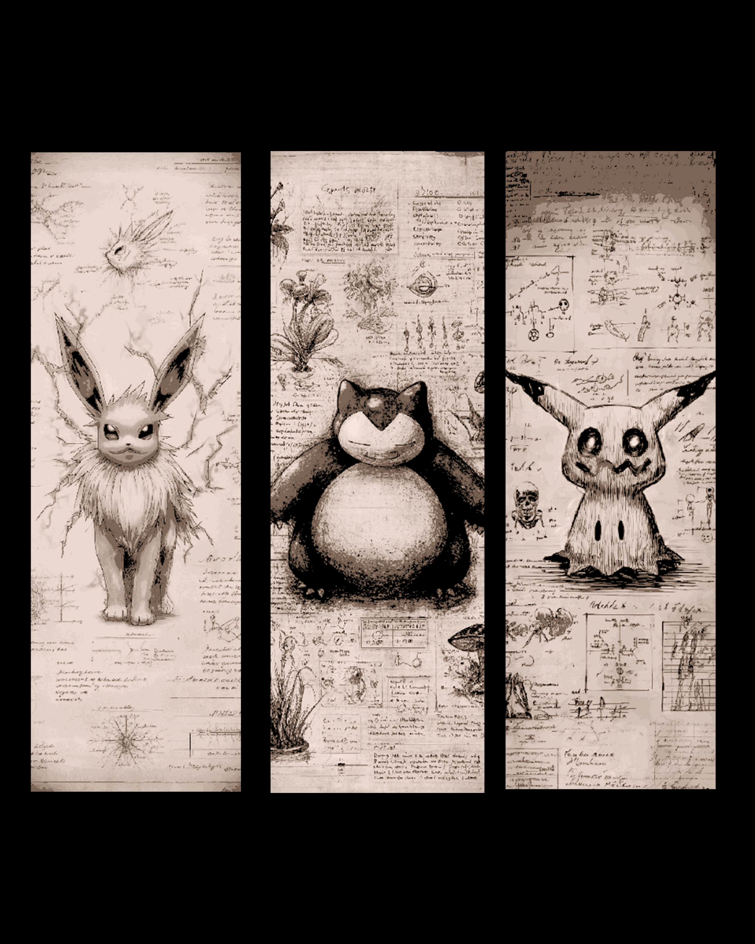 Fan Art Journal Pages of studies on Pokémon - Set of Bookmarks by BooneCo3d HueForge model: Fan Art Journal Pages of studies on Pokémon - Set of Bookmarks by BooneCo3d