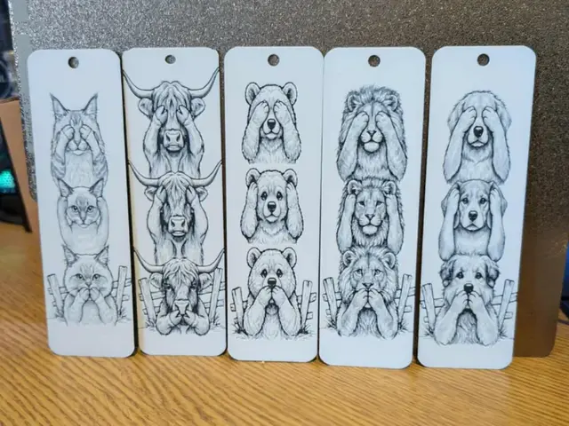 HueForge model: 3 wise animal bookmarks - no hear no see no speak by 3dGlow
