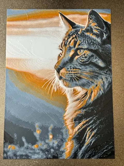 HueForge model: Sunset Cat - HueForge Print by cyanidesugar