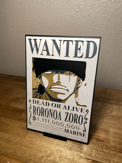 HueForge model: Zoro - Wanted Poster by Cloudy Nostalgia