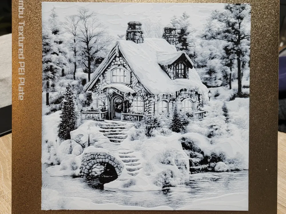 Cottage in Snowy Forest 3 - House Hueforge by Vincent111 HueForge model: Cottage in Snowy Forest 3 - House Hueforge by Vincent111
