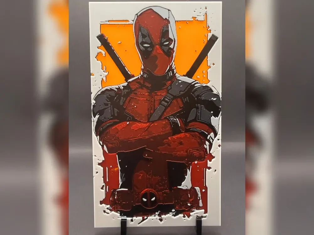 Deadpool: Armed and Unimpressed HueForge Print by Thadius HueForge model: Deadpool: Armed and Unimpressed HueForge Print by Thadius